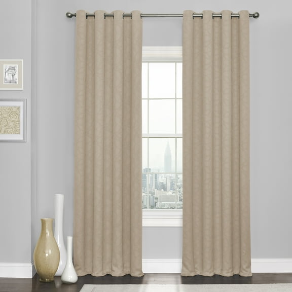 Eclipse Kingston Thermaweave Blackout Grommet Curtain Panel, Natural Beige, 52 x 63