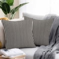 thumbnail image 2 of Throw Pillow Covers 20x20 Inch Set of 2, Black Striped Waterproof Outdoor Pillow Covers, Modern Simple Farmhouse Beige Vintage Decorative Cushion Pillowcases for Couch, Sofa, Bed, Garden, Patio, 2 of 9