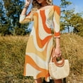thumbnail image 4 of Orange Swirl Abstract Design Art Womens Summer Dress Tie Back A Line Flare Dress, 4 of 9