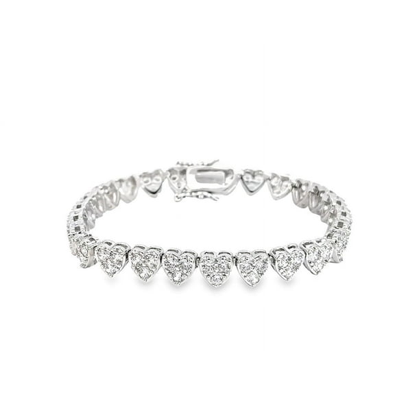 Cate & Chloe Donna 18k White Gold Plated Heart Bracelet with Simulated Diamond Crystals for Women