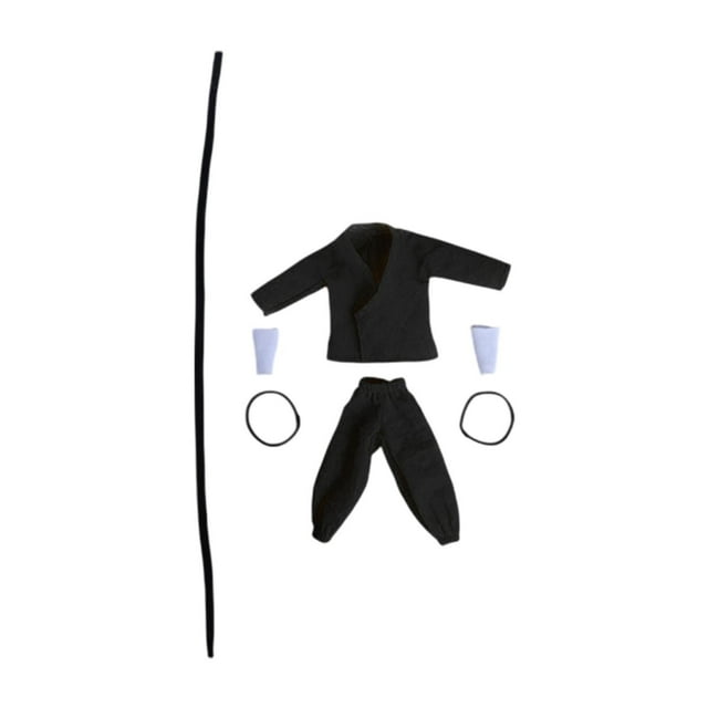 5x Figura Abrigo y Pantalones Ropa de Muñeca Escala 1/12 Traje de Entrenamiento de Kung Fu Shao Lin negro