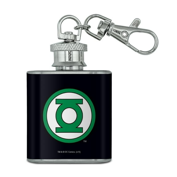 Green Lantern Logo Stainless Steel 1oz Mini Flask Key Chain