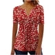 thumbnail image 3 of TaTaai Women's V-Neck Printed Top, Soft Cotton, Relaxed Fit Short Sleeve, Button Accent Ruching, Pullover Style, Casual Daily Wear Spring Summer Multi-Color Options Gift, 3 of 5