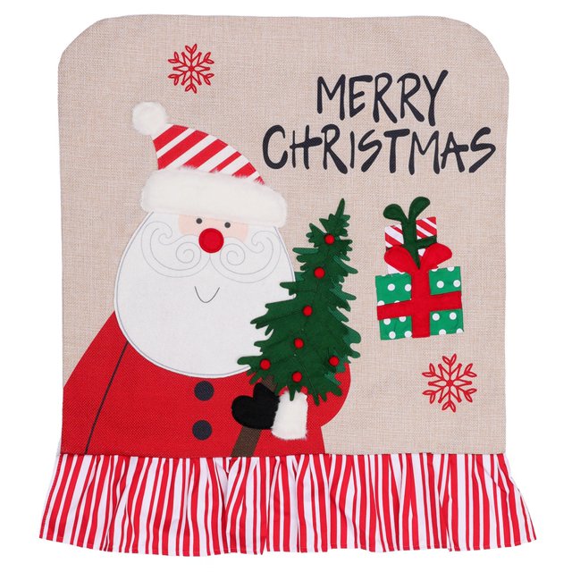 Christmas Chair Cover Linen Festival Decorative Chair Protector Chair Back Cover