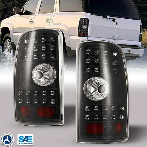For 2000-2006 Chevy Suburban Tahoe GMC Yukon LED Tail Lights Black Rear Lamps