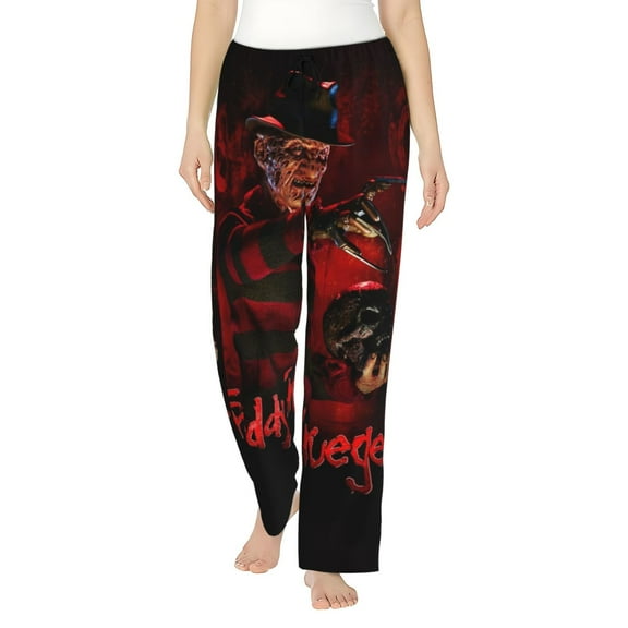 Freddy Krueger Women's Pajama Pants, Comfy All Over Print Lounge Pants Casual Sleepwear with Pockets & Drawstring