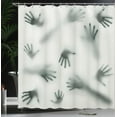 thumbnail image 4 of Ambesonne Horror Shower Curtain, Ghost Alien, 69"Wx75"L, Emerald, 4 of 5