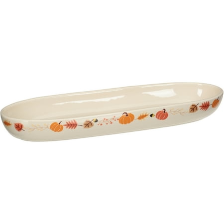 - Mainstays Bread Plate, Leaf Pumpkin