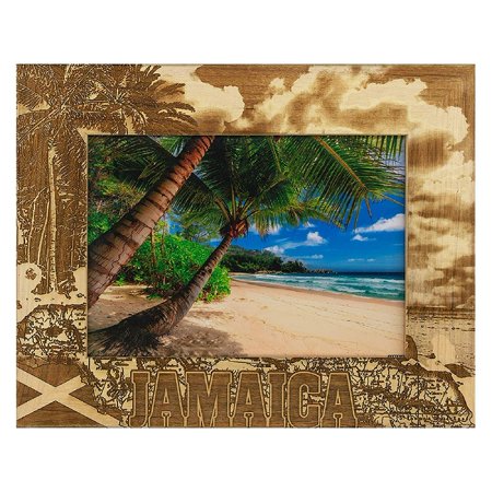 Framed Laser - Jamaica Laser Engraved Wood Picture Frame (5 x 7)