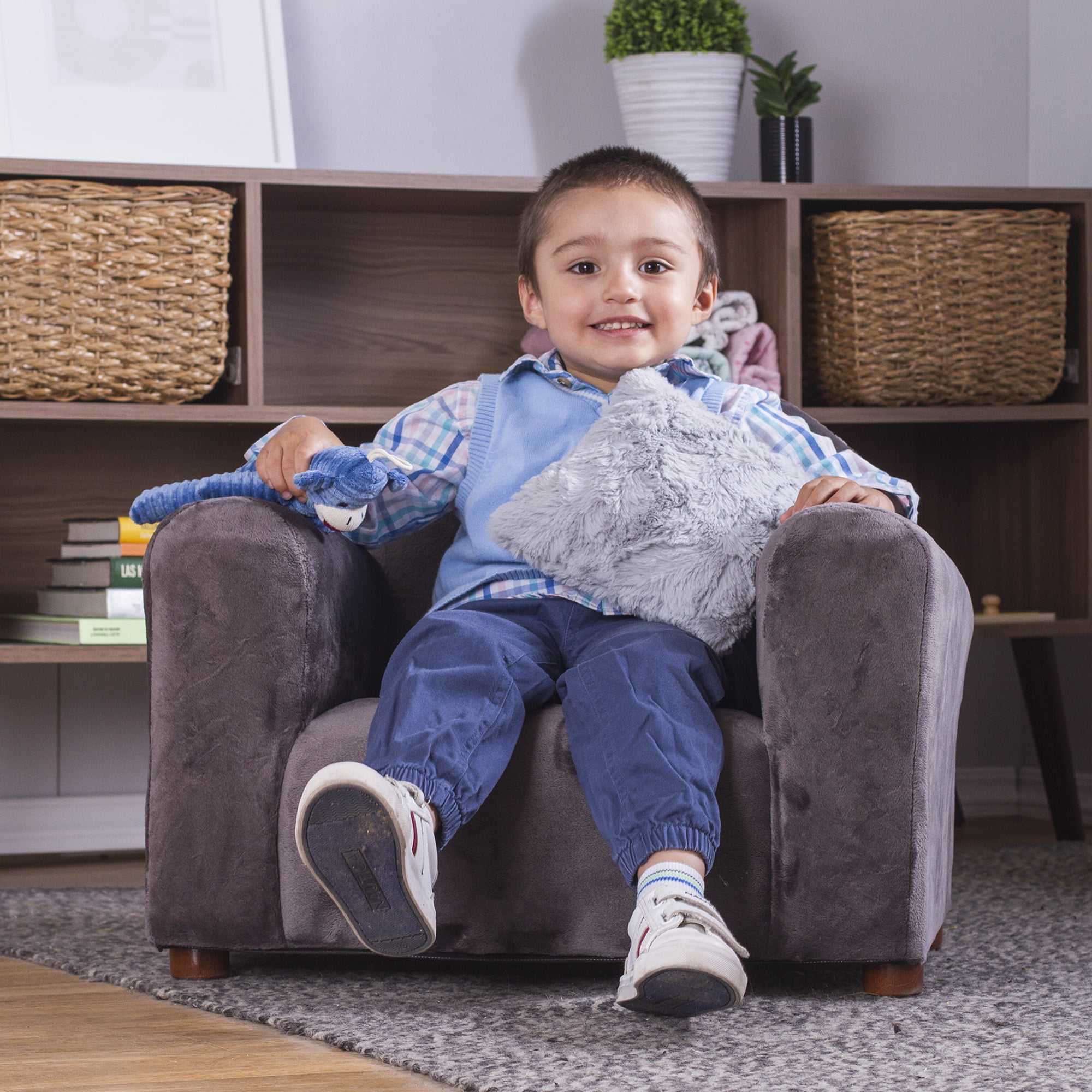 Keet Cozy Children s Chair Minky Charcoal Walmart