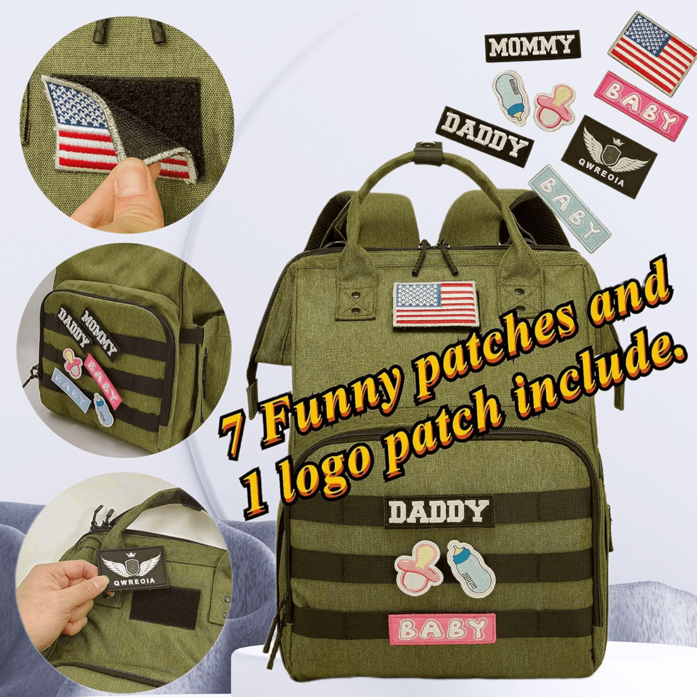 Diaper Bag Backpack for Dad and Mom with USB Charging Port Stroller Straps and Insulated Pocket,army military Travel Nappy Backpack for daddy mommy (Green)
