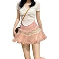 thumbnail image 5 of Michellecmm  Women's Summer Mini Skirts, High Waist Lace Patchwork Ruffle Skirts, 5 of 9
