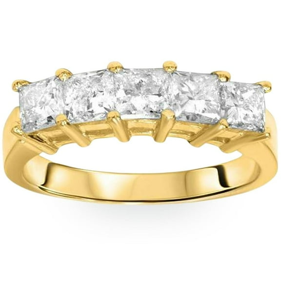 Pompeii 2ct HUGE Princess Cut Diamond Anniversary Gold Ring (H,I1)