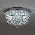 thumbnail image 3 of 6-Light Crystal Chandelier, Semi Flush Mount Round K9 Crystal Raindrop Ceiling Lighting Fixture D14 X H9.5 for Living Room Hallway Dining Room, G9 Bulbs Base (Silver), 3 of 9