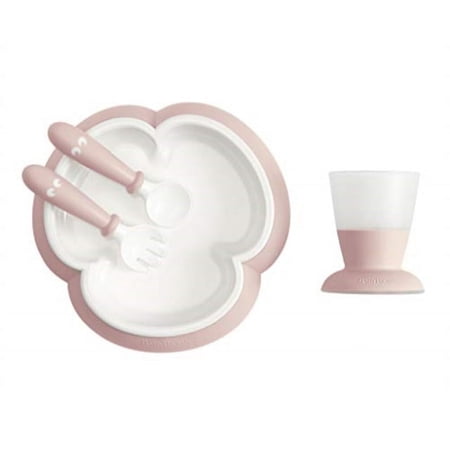 babybjrn baby feeding set, powder pink