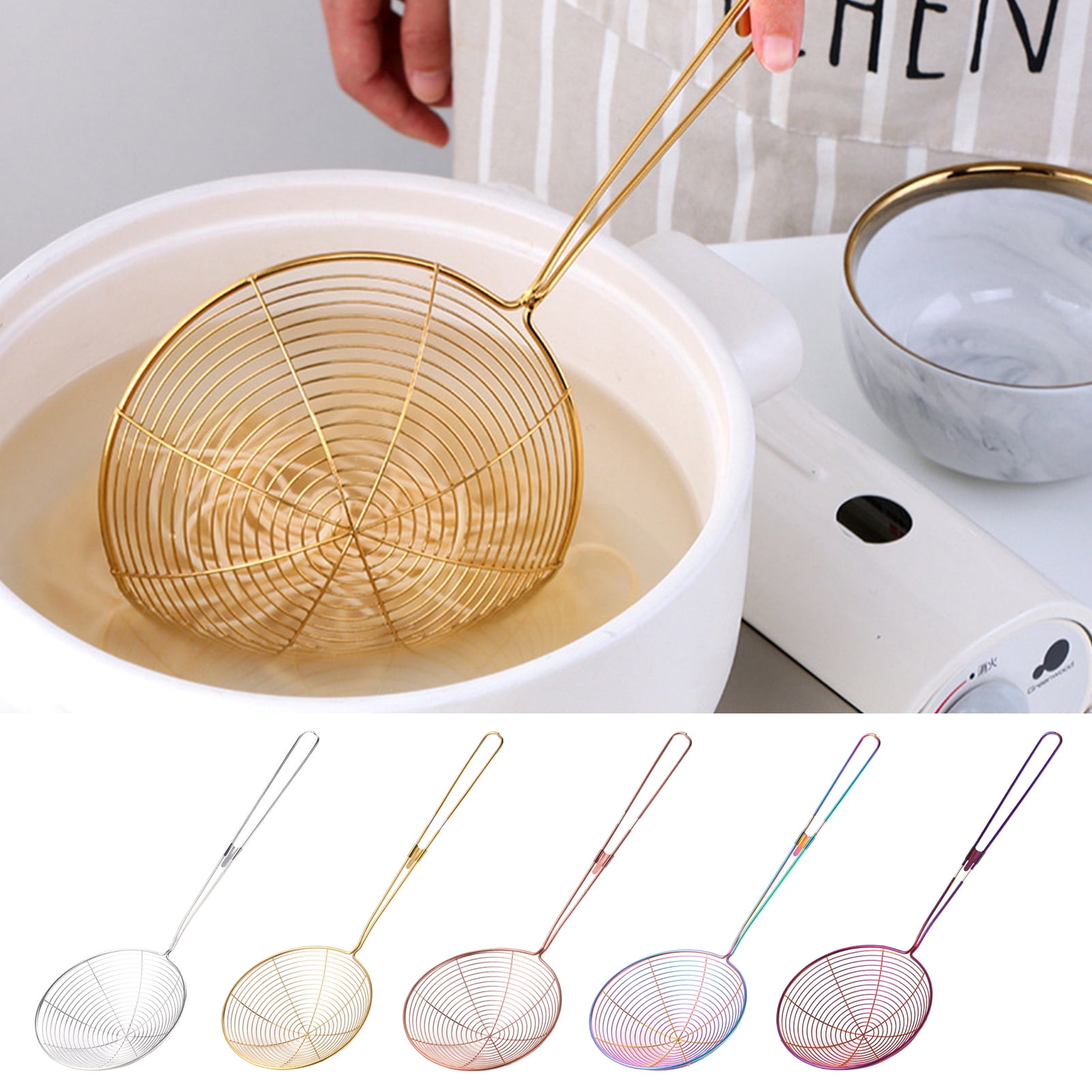 Wharick Spider Mesh Strainer Skimmer Ladle Spoon, Stainless Steel Wire