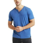 Lucky Brand Men's Venice Burnout Notch Neck Tee Shirt Medium Monaco Blue