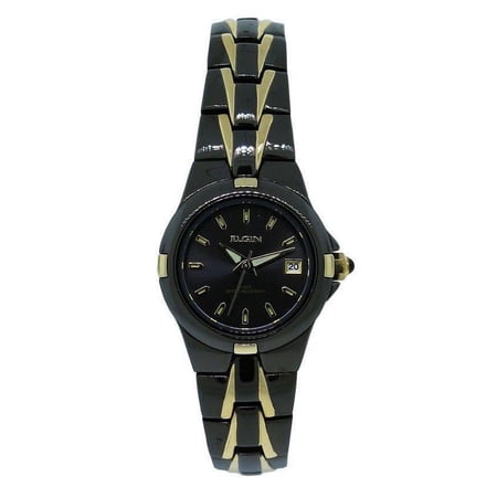 Elgin EG158N Women's Black Analog Round Date Two Tone Bracelet Style Watch