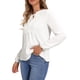 thumbnail image 4 of Blusas de encaje de manga larga para mujeres, elegantes y casuales, camisetas de trabajo de cuello en V, tops S blancos, 4 of 6