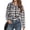 Black, variant on Womens Casual Cuffed Long Sleeve Boyfriend Button Down Plaid Flannel Shirt Tops