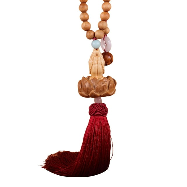 Almencla Lotus Beaded Car Pendant Feng Shui Decor Gift Lotus Throne Dangling Ornament A