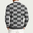 thumbnail image 5 of Men's Round Neck Long Sleeve Ribbed Knit Plaid Pullover, Sweater for Fall Winter, Casual Style and Holiday Gatherings,Gray,L, 5 of 7