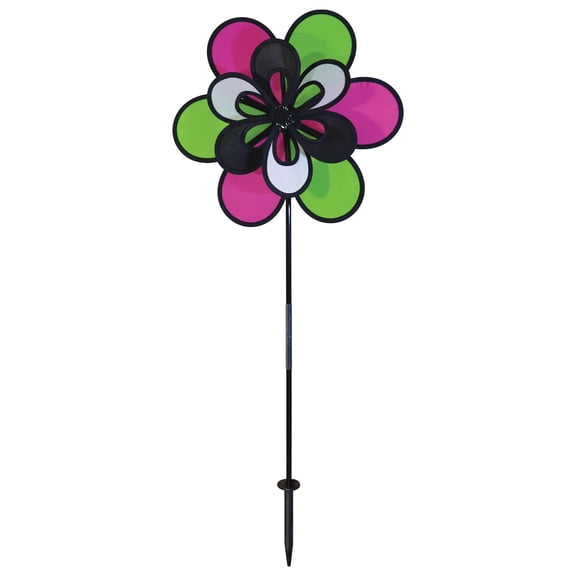 In the Breeze 2692 — 15-Inch Domino Double Windee Wheelz Spinner — Colorful Wind Spinner for your Yard and Garden