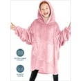 thumbnail image 5 of Bare Homey Kids Size Microplush Wearable Blanket, Round Trapezoid Pocket, Light Pink, 5 of 8
