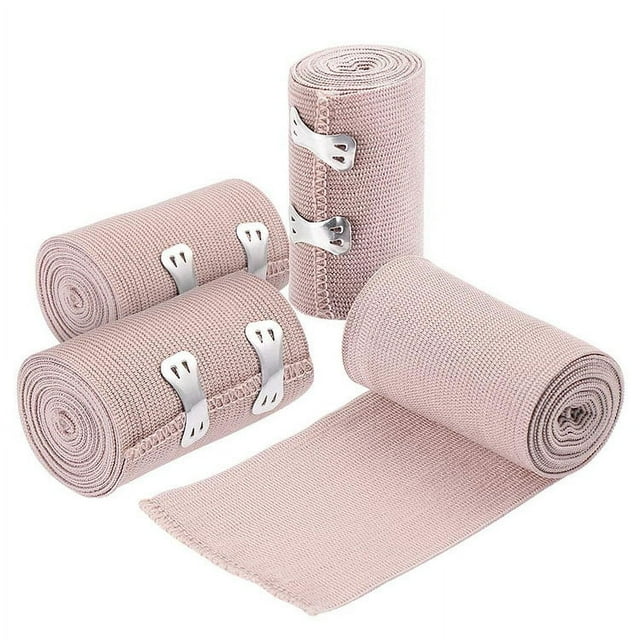 Paquete de 4 vendajes elásticos, vendaje médico de compresión fuerte, vendaje elástico para esguinces médicos y deportivos