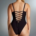 thumbnail image 3 of WILLBEST Traje de Baño de Manga Larga Para Mujer, Bañador Sexy Sin Espalda Con Lazo En El Cuello, Bikini Monokini de Triángulo de Color Sólido de Talla Grande Para Mujer, 3 of 5