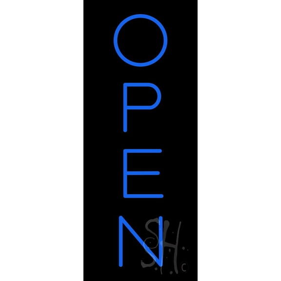 Open Vertical LED Neon Sign 24 x 10 - inches, Clear Edge Cut Acrylic Backing, with Dimmer - Bright and Premium built indoor LED Neon Sign for storefront.