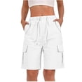 thumbnail image 2 of Only Moment Athletic Shorts for Women cool silk cotton High Waisted Elastic Running Shorts with Pockets for Gym Casual White,S, 2 of 9