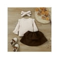 thumbnail image 4 of Kiapeise Toddler Baby Girl Fall Winter Outfit Long Sleeve Button Down Knit Coat Tops+Corduroy Skirt+Headband, 4 of 9