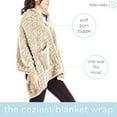 thumbnail image 3 of Hello Mello The Coziest Blanket Wrap Plush Poncho Soft Sweater, Tan (Women's), 3 of 5