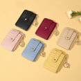 thumbnail image 6 of Casual Simple Solid Color Bank Card Holder Ultra Thin PU Leather Women Wallets Short Clutch Bag Korean Style Wallets With Key Chain BLACK, 6 of 8