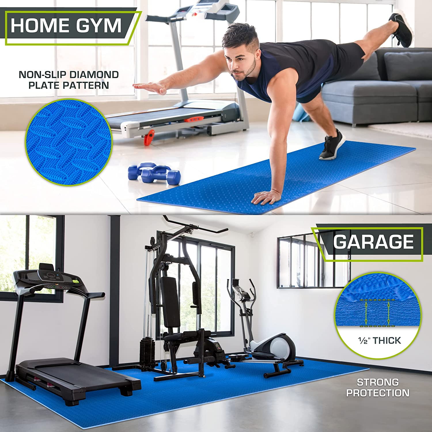 EVA Interlocking Foam Floor Tiles, ½-inch Exercise Puzzle Mat for Home Gym, Workout Equipment, Kids Play Areas