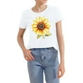 thumbnail image 3 of NAMTYQX Womens Graphic T Shirts Soft Hawaiian Lightweight Plus Size Comfy Bedruckt Scoop Neck Short Sleeve Patterns Basic Tees for Women White Size S, 3 of 5
