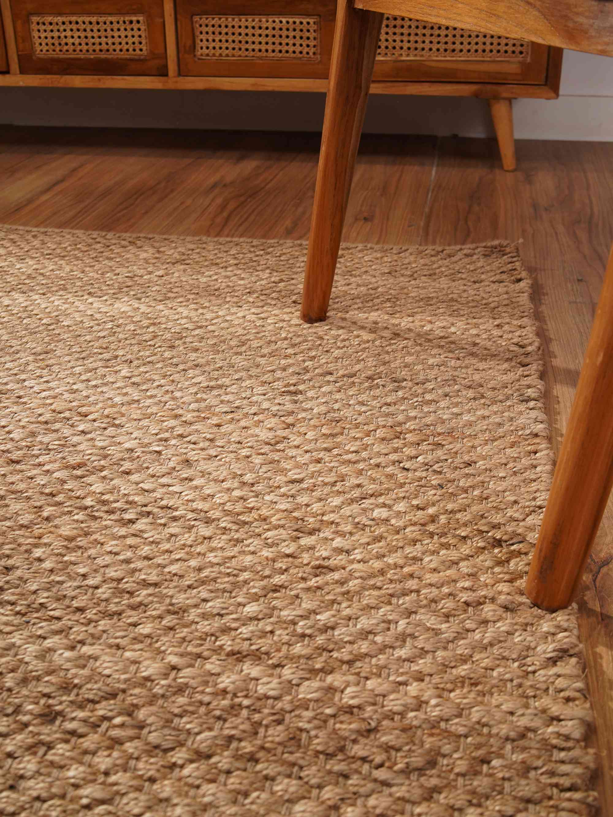 HAND WOVEN JUTE ECO-FRIENDLY AREA RUGS - 6'x9', Rectangle Shape, Camel Color, Solid Plain Pattern, High Pile, Natural Fiber, Outdoor Indoor Handmade Area Rugs for Living Room, Bed Room (J00006)
