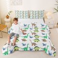 thumbnail image 2 of Feelyou Retro Cartoon Dinosaur Full Size Comforter Sets for Kids Boys Girls, Kawaii Ancient Wildlife Bedding Sets, Green White, Polkadot Reversible, 3pcs, 2 of 6