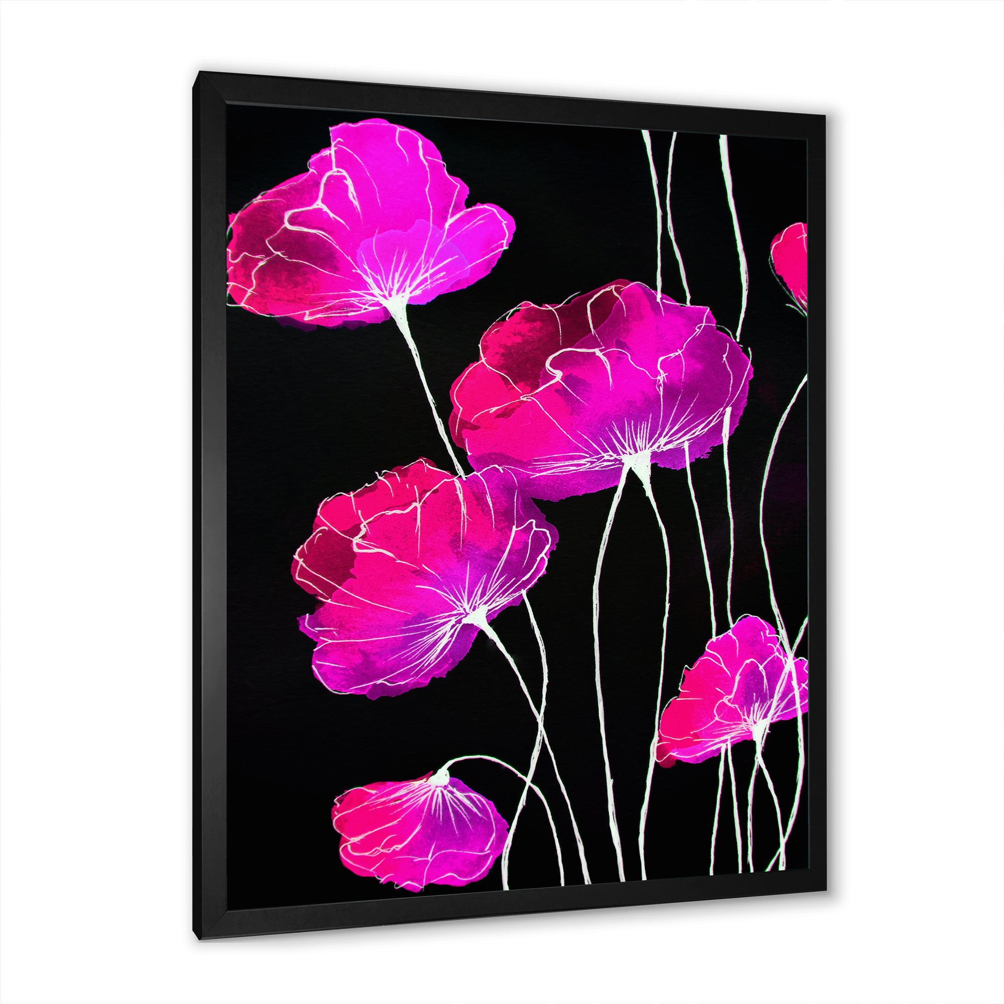 Designart 'Abstract Red Flower Detail On Black Background I' Traditional Framed Art Print