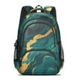 thumbnail image 2 of Teal Gold Marble Backpack for School,Cute School Bag,Schoolbag with Adjustable Shoulder Straps & Padded Back,16.9 Inch, 2 of 5