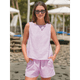 thumbnail image 5 of Conjuntos de Dos Piezas de Verano para Mujer: Camiseta Sin Mangas y Pantalones Cortos A Juego, Chándal de Algodón A Rayas, S, 5 of 9