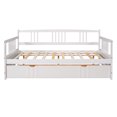 thumbnail image 4 of Full Size Daybed Wood Bed with Twin Size Pull Out Trundle, Wood Sofabed Loveseat Couch with Backrest and Armrest, White, 4 of 9