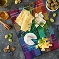 thumbnail image 5 of Vintage Rainbow Cutting Board, Plaid Art Pattern with Abstract Colorful Squares and Paint Smears Design, Decorative Tempered Glass Cutting and Serving Board, Large Size, Multicolor, by Ambesonne, 5 of 5