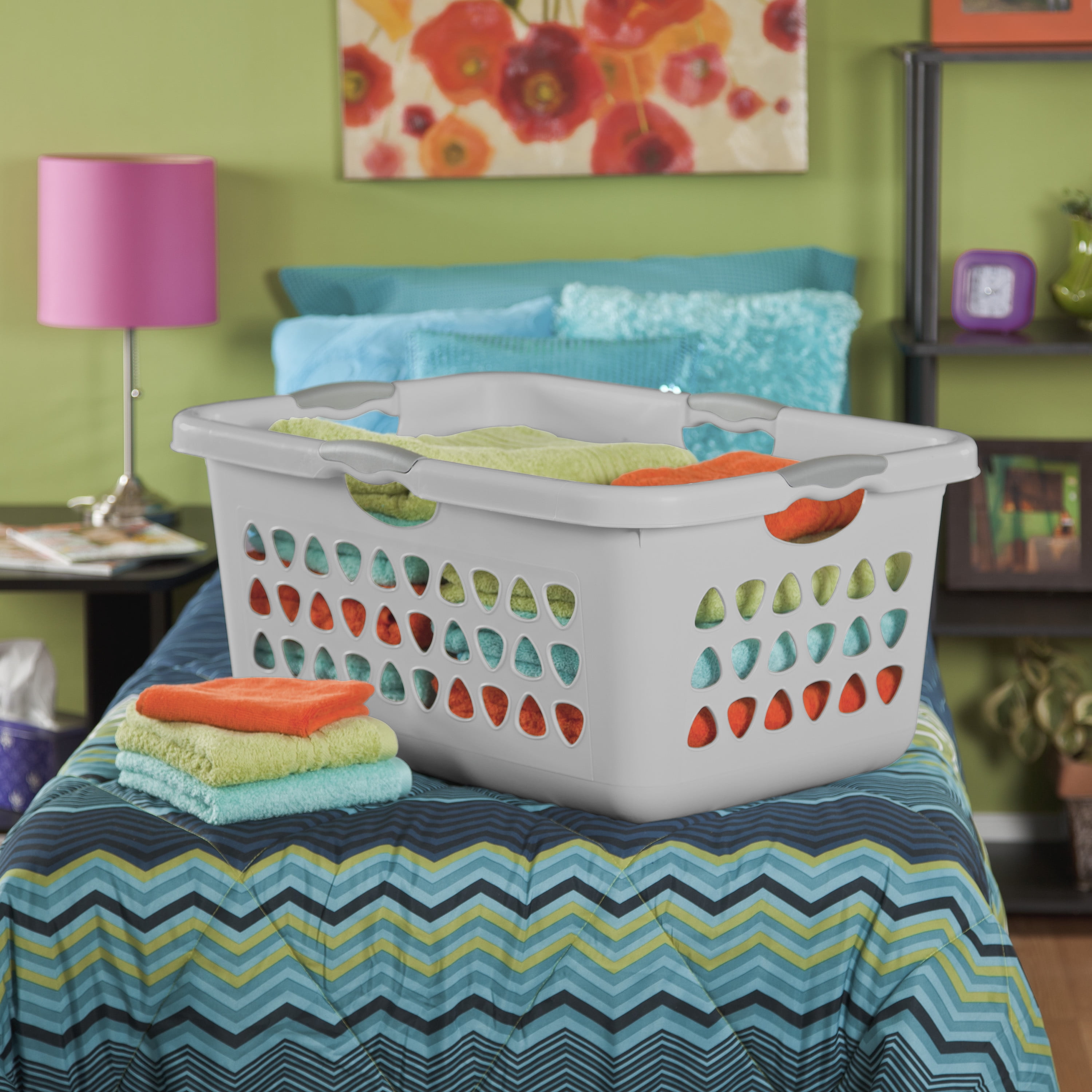 (2 pack) Sterilite 2 Bushel Ultra™ Laundry Basket Plastic, Cement