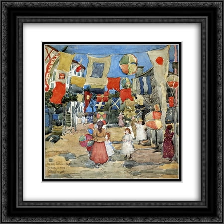 Maurice Prendergast 2x Matted 20x20 Black Ornate Framed Art Print 'FiesVenice S. Pietro in Vol(also known as The Day Before the Fiesta, St. Pietro in
