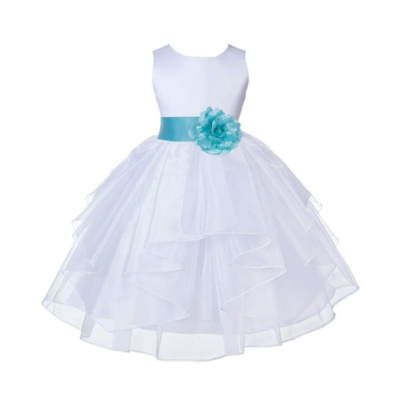 Ekidsbridal Shimmering Organza White Flower Girl Dress Weddings Handmade Summer Easter Dress Special Occasions Pageant Toddler Girl's Clothing Holiday Bridal Baptism 4613S size Spa Blue 4