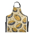 thumbnail image 2 of Kitchen Apron with 2 Pockets Adjustable waterproof Cooking Aprons for Women Men Chef Yellow Rugby and Star, 2 of 7