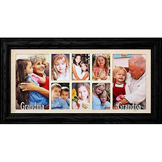 7x15 Grandma Grandpa Multi Portrait Collage Picture Frame Gift Grandpas From The Grandkids Walnut