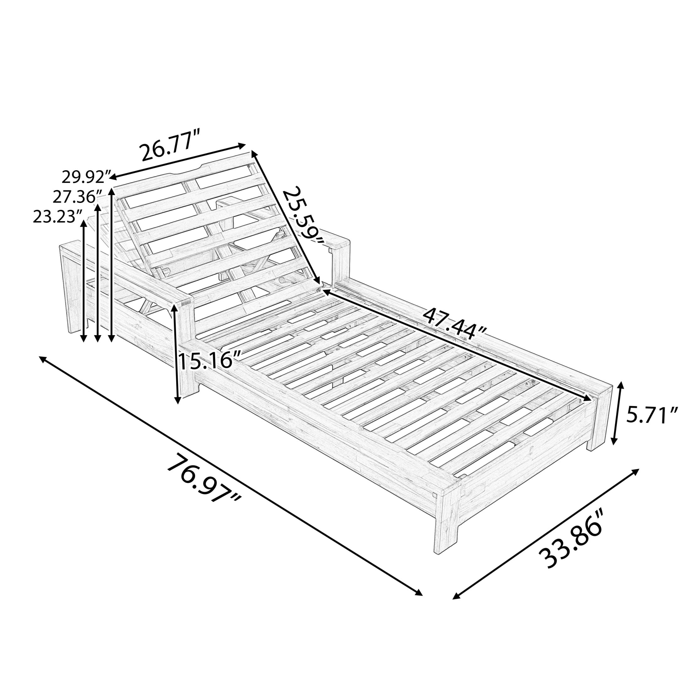 Christopher Knight Home Acacia Wood Outdoor Chaise Lounge Frame with Armrests, Adjustable Backrest, Teak
